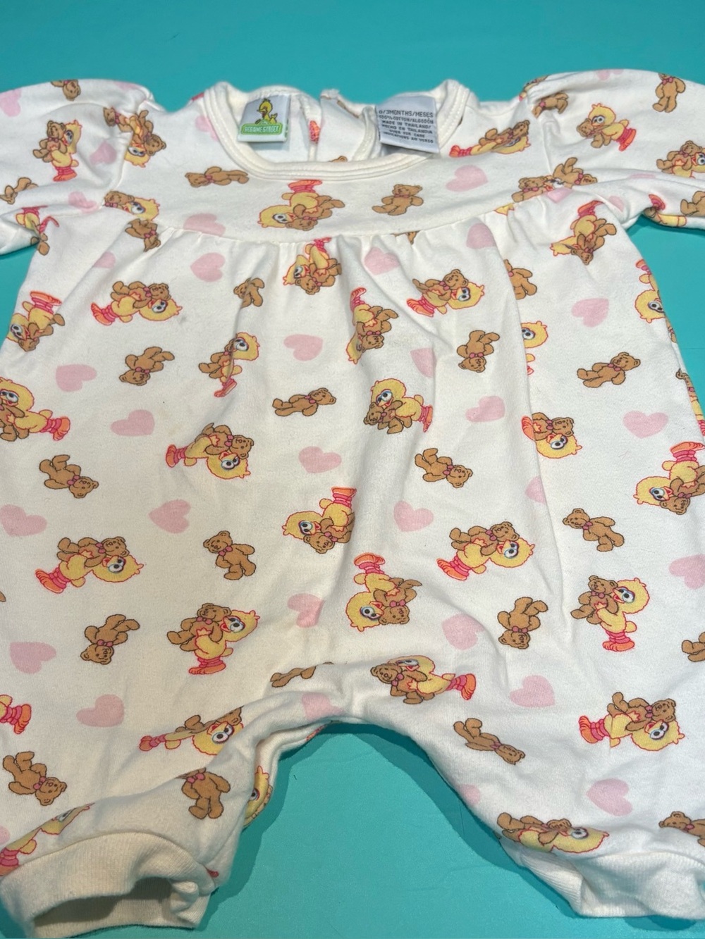 Vintage Sesame Street Big Bird and Radar Romper 0-3M